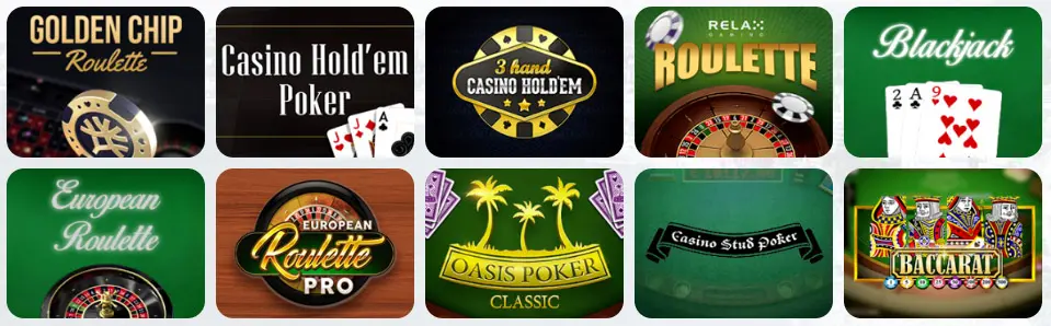 Juegos de mesa en SILVER OAK CASINO